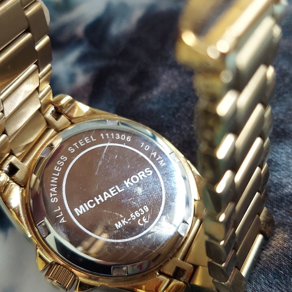 Michael Kors Watch, Gold-Plated "Blair",‎ Rhinestones, Quartz, Stainless, NEW! - Picture 7 of 8
